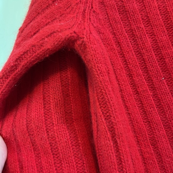 Vintage Rafaella Angora Lambswool Nylon Blend Red Ribbed Sweater - Size Medium - Picture 2 of 8